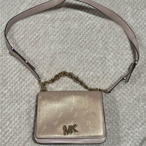Michael Kors Gold and Cream Crossbody Bag